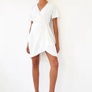 Aritzia Babaton White Wallace Wrap Mini Dress Size XS